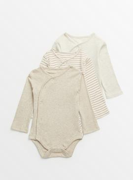 Oatmeal Ribbed Bodysuit 3 Pack  