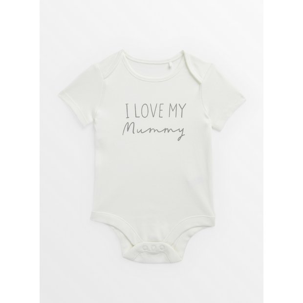 Baby White I Love My Mummy Rib Bodysuit set