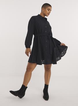SIMPLY BE Black Lace Godet Skater Dress 