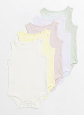 Pastel Sleeveless Bodysuit 5 Pack Tiny Baby