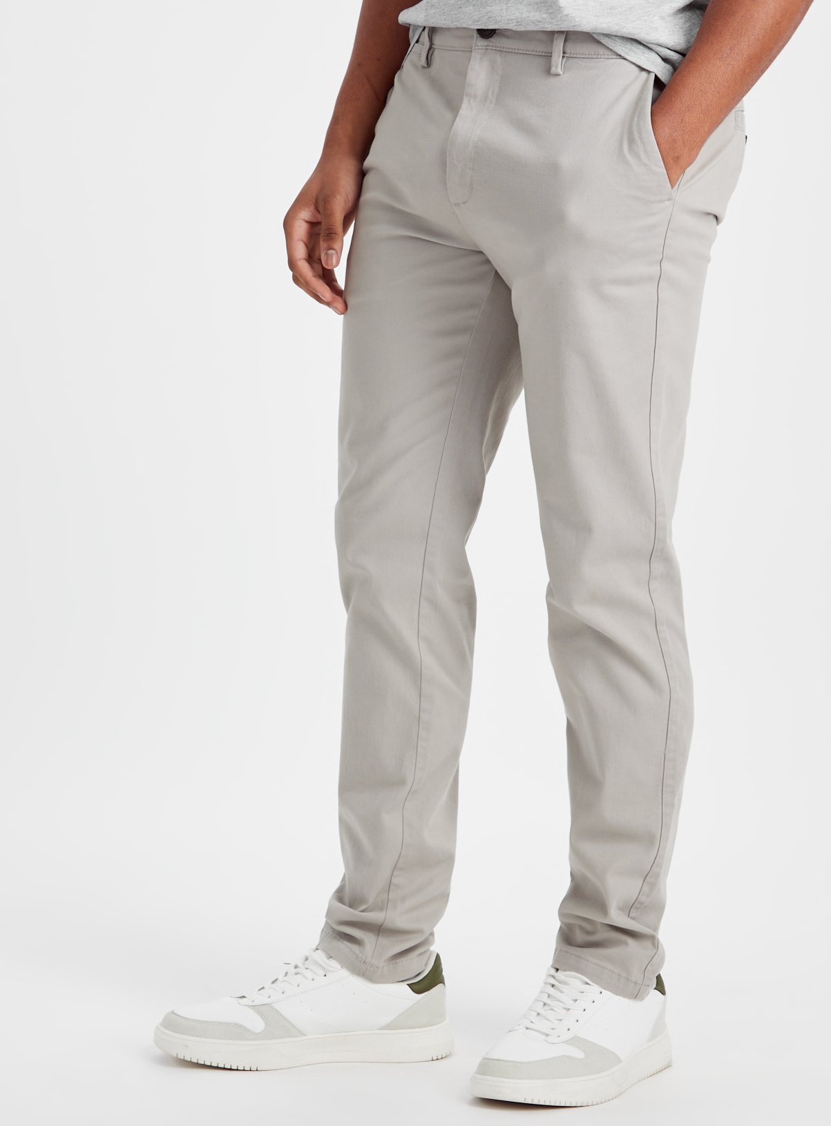 Grey Skinny Fit Chino Trousers  46R