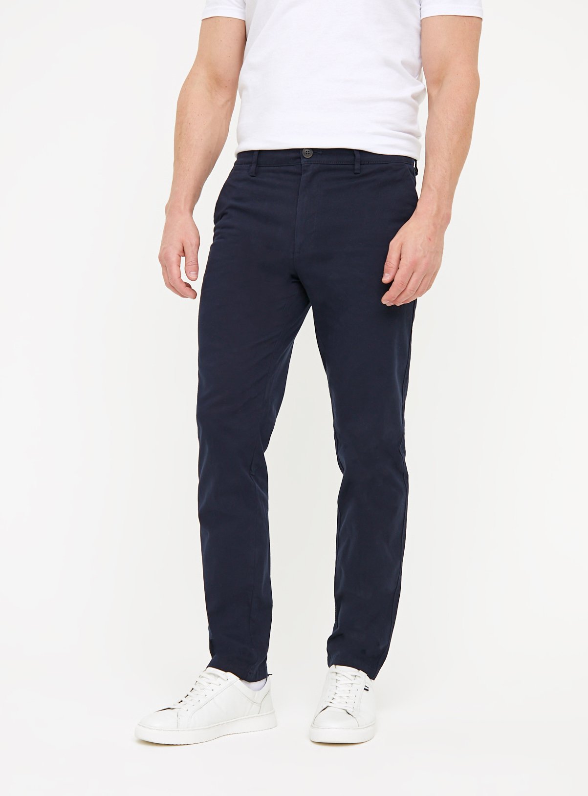 Navy Skinny Fit Chino Trousers  40S