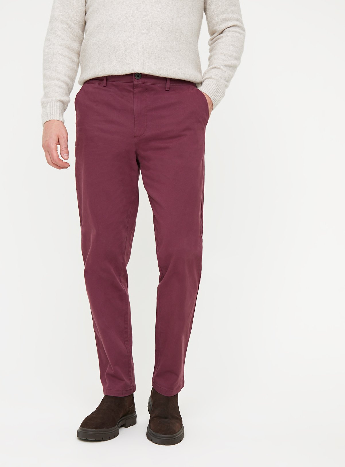 Purple Straight Leg Chino Trousers 48R