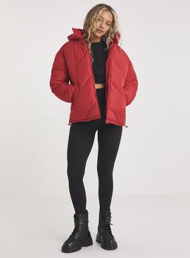 SIMPLY BE Red Chevron Padded Short Coat 