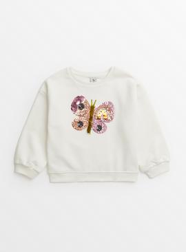 Cream Sequin Butterfly Sweatshirt 