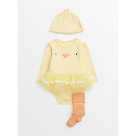 Easter Chick Tutu Bodysuit, Tights & Hat Set 