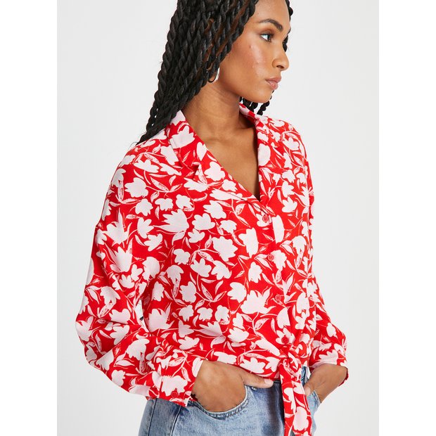 Animal print outlet blouse red