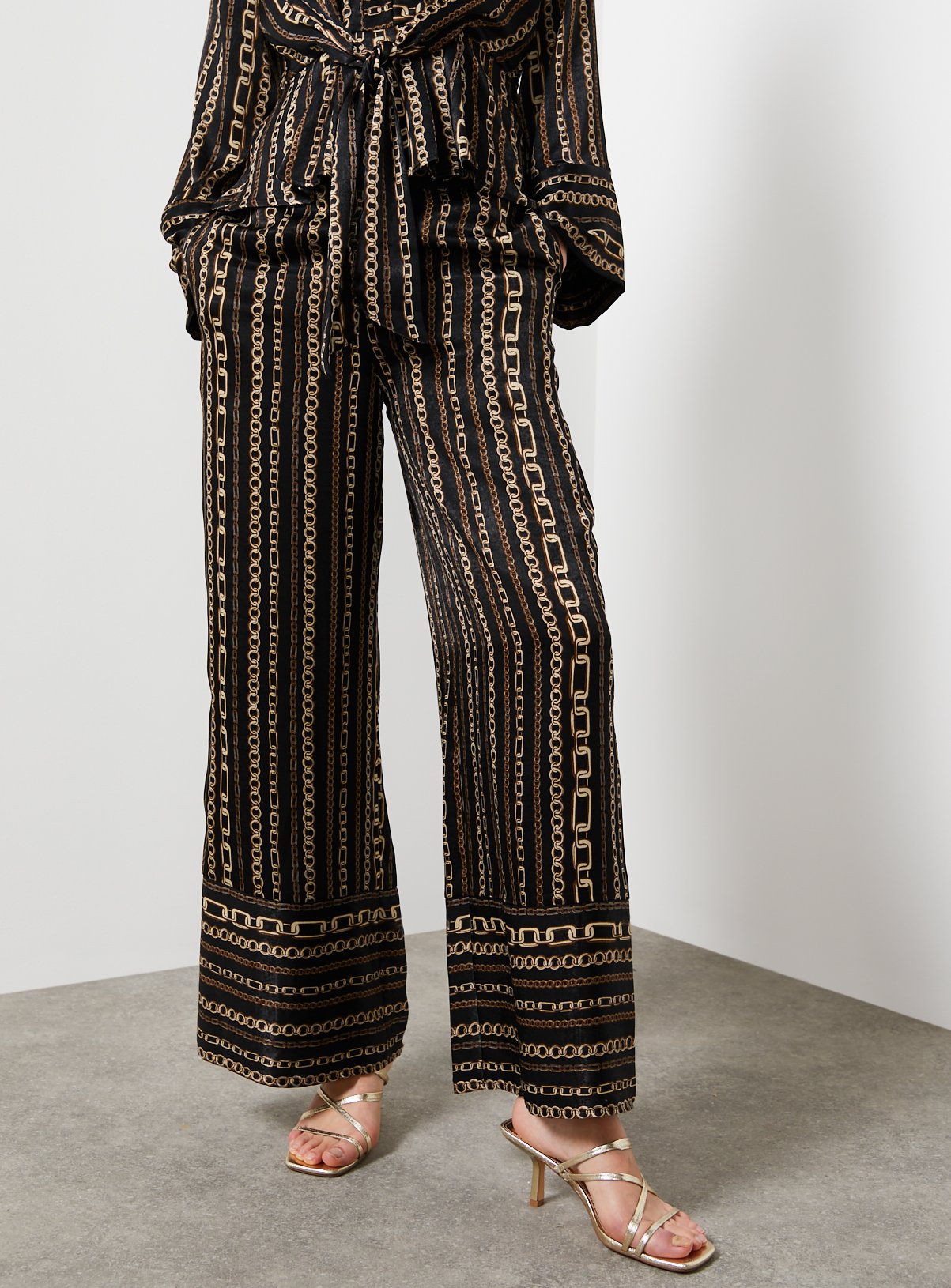 For All The Love Printed Satin Wide Leg Co-ord Trouser 