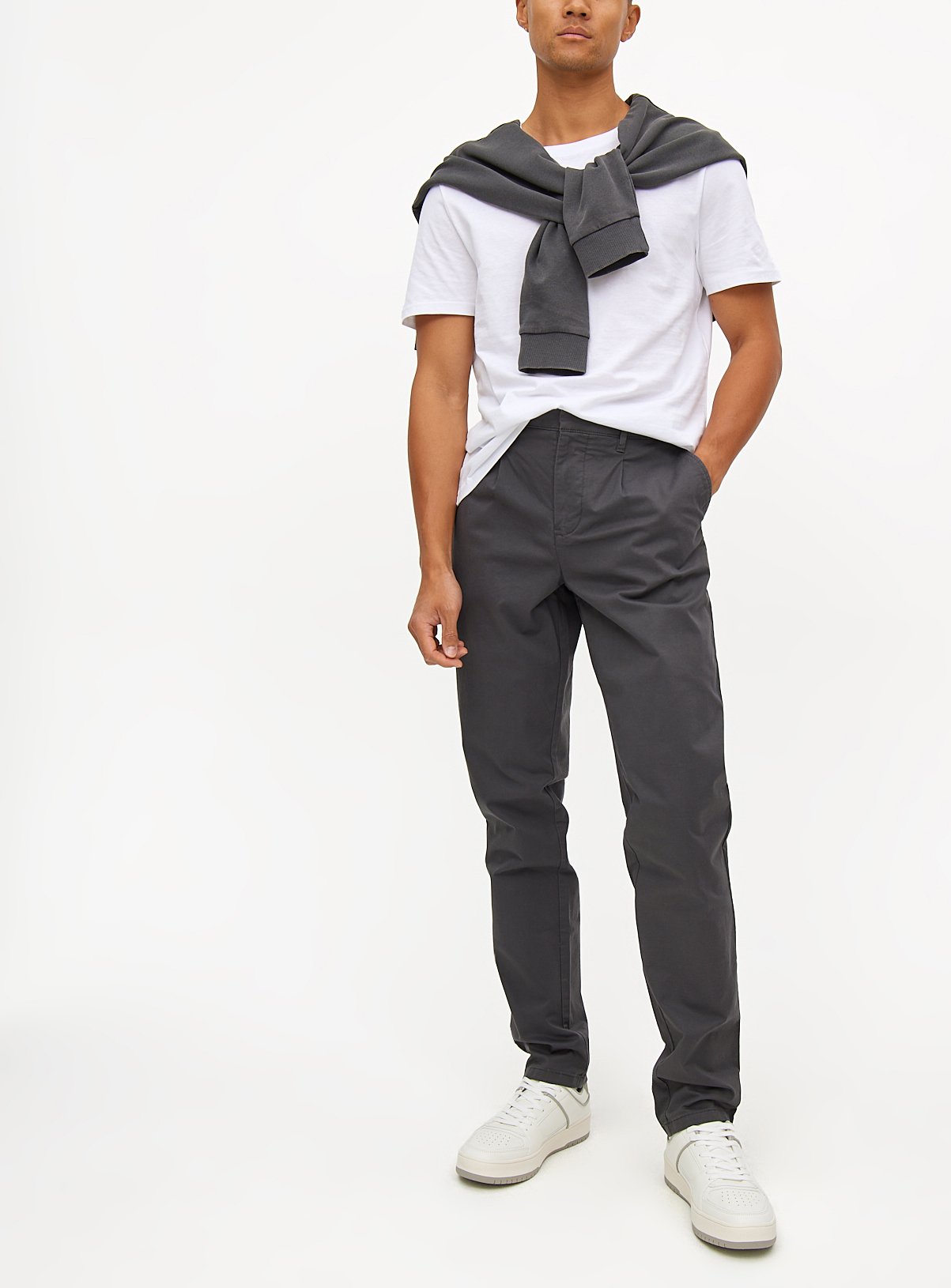 Pleat Front Straight Leg Chino Trousers 