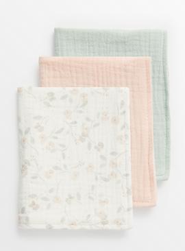 Floral Muslin Square 3 Pack One Size