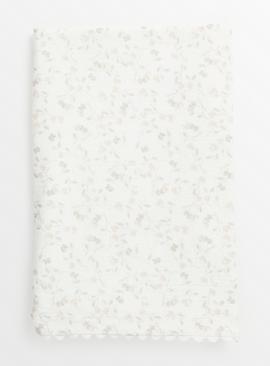 White Floral Gauze Blanket One Size