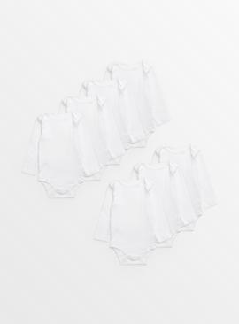 White Long Sleeve Bodysuits 7 Pack  Tiny Baby