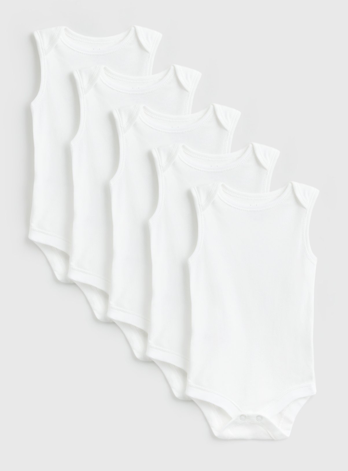 White Sleeveless Bodysuits 5 Pack 2-3 years