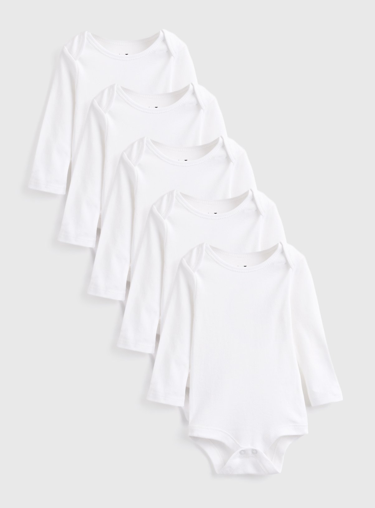 White Long Sleeve Bodysuits 5 Pack 18-24 months