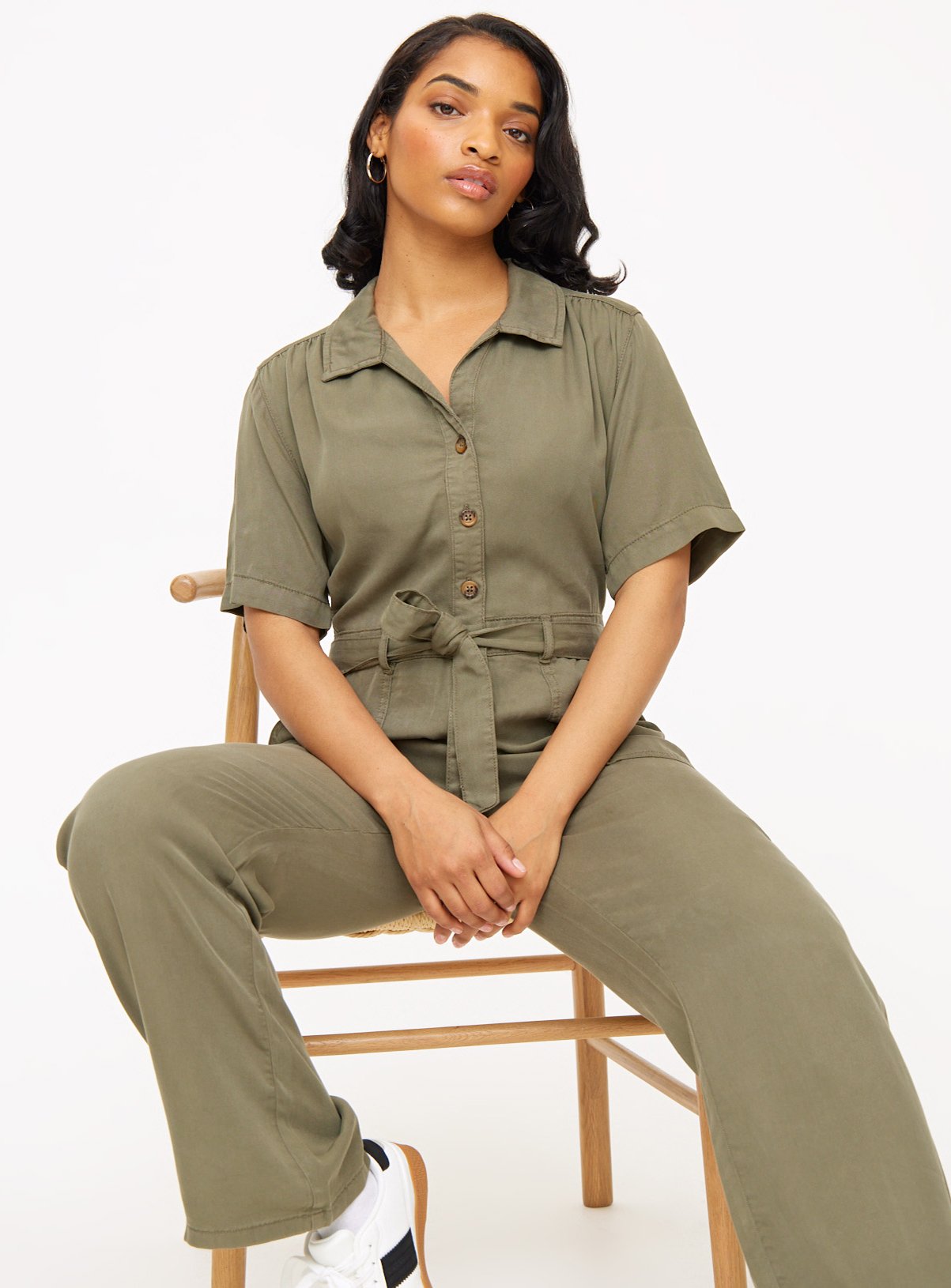 Khaki Belted Utility Jumpsuit 20