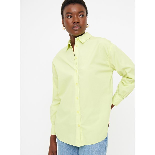 Lime green button outlet down shirt