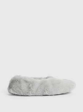 Grey Faux Fur Ballet Slippers 