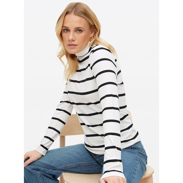 Striped polo sales neck top