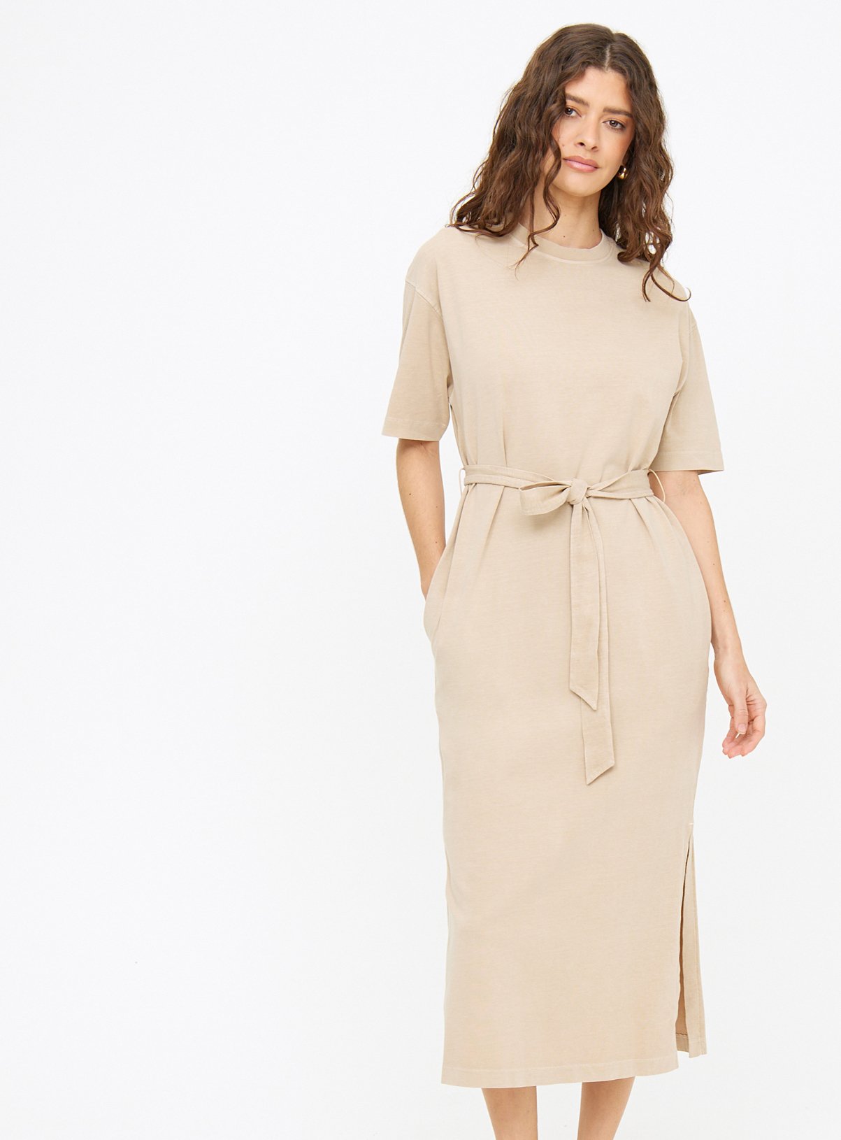 Washed Belted T-Shirt Dress 