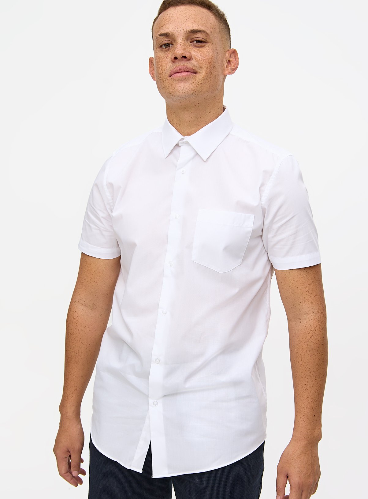 White Regular Fit Short Sleeve Shirts 2 Pack 