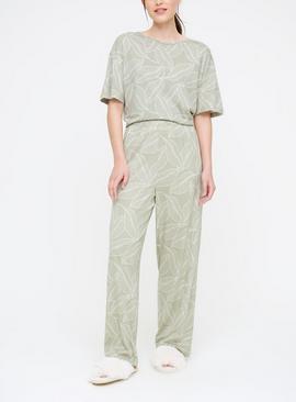 Sage Green Tropical Leaf Pyjama Bottoms 