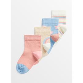 Flower & Rainbow Socks 4 Pack 