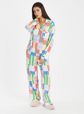 Abstract Bright Stripe Traditional Pyjamas 
