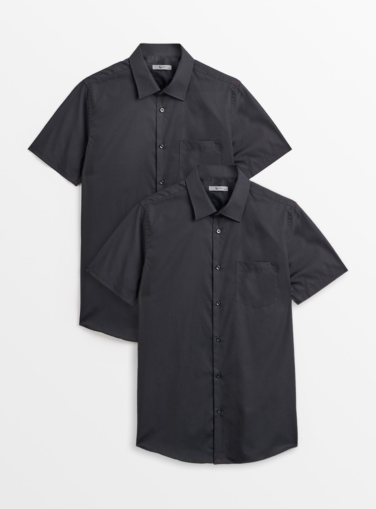 Black Regular Fit Easy Iron Shirts 2 Pack 