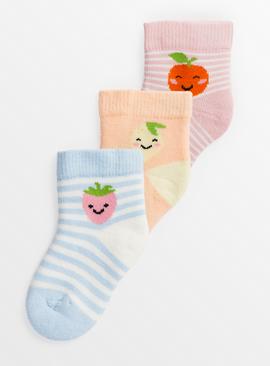 Pastel Fruity Terry Socks 3 Pack 