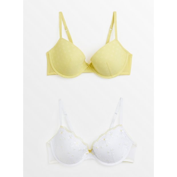 Buy Yellow Daisy Padded T-Shirt Bra 2 Pack 36C, Bras