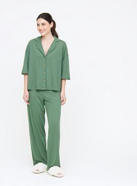 Green Modal Short Sleeve Traditional Pyjamas  