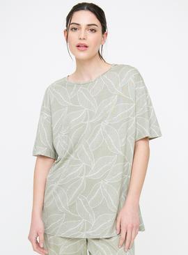 Sage Green Tropical Leaf Pyjama Top 