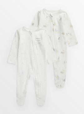 Cream Twinkle Twinkle Sleepsuit 2 Pack Up to 3 mths