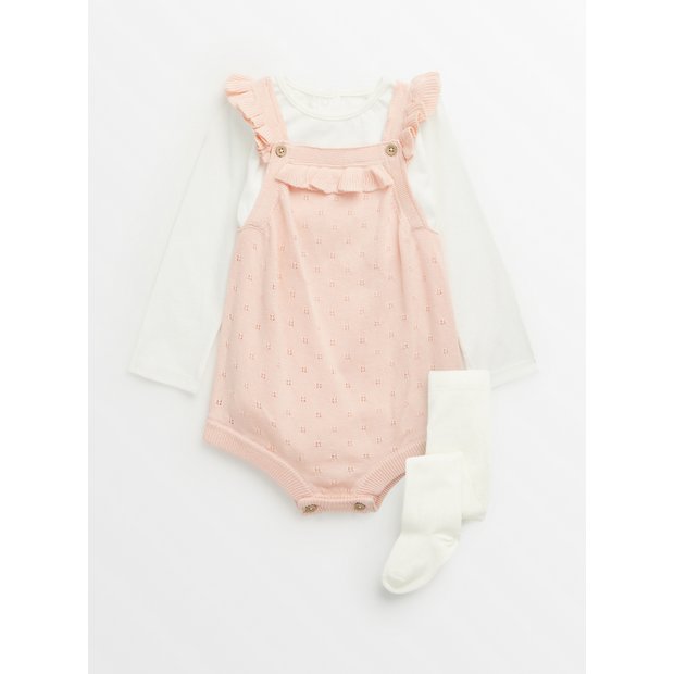 Buy Pink Knitted Romper, Bodysuit & Tights Set 6-9 months | Outfits and sets | Tu