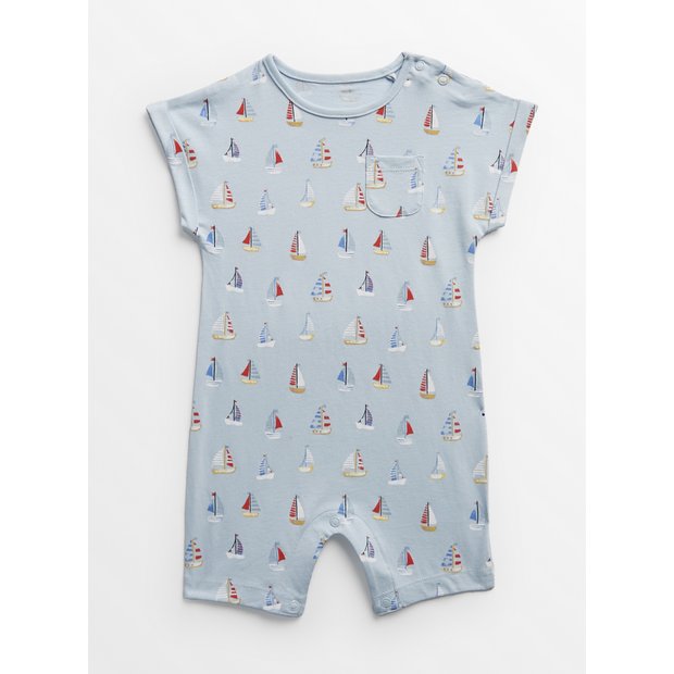 Buy Blue Boat Print Short Sleeve Romper 18 24 months Outfits and