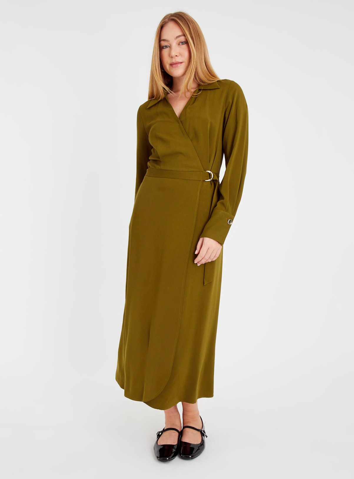 Khaki Wrap Buckle Midaxi Dress 22