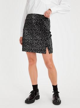 Black Sparkle Leopard Mini Skirt 