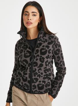 Leopard Print Zip-Through Fleece 