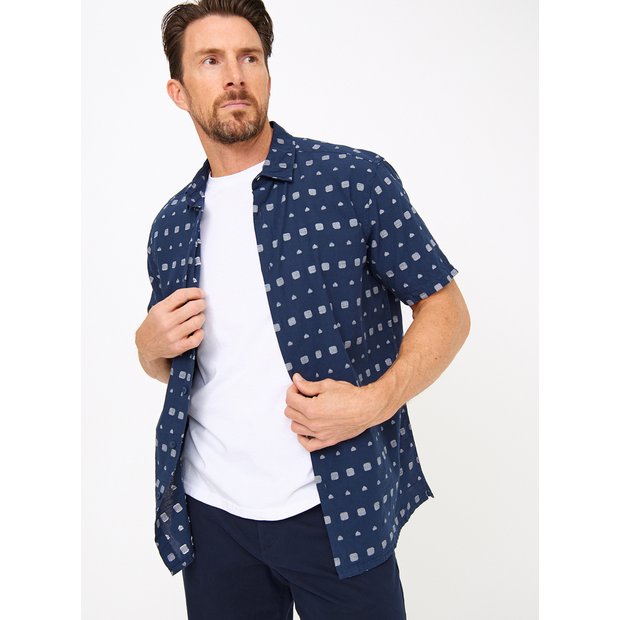 Buy Navy Aztec Jacquard Print Shirt L | Shirts | Tu