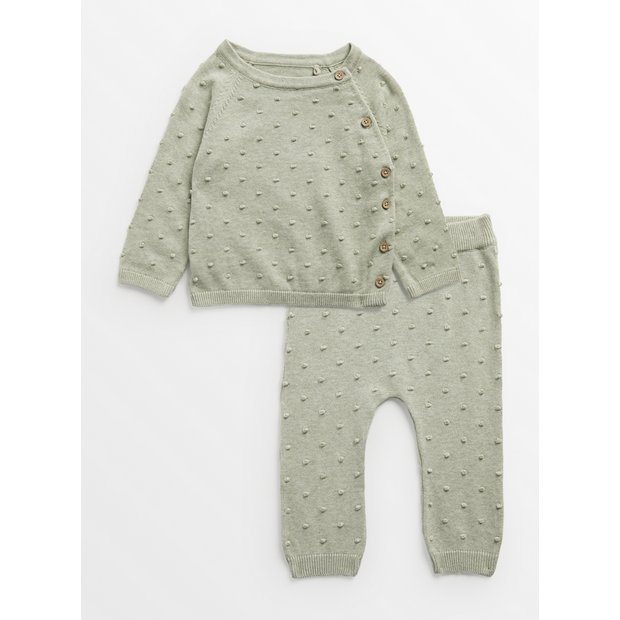 Buy Mint Green Knitted Bobble Jumper & Bottoms 6-9 months | Outfits and sets | Tu