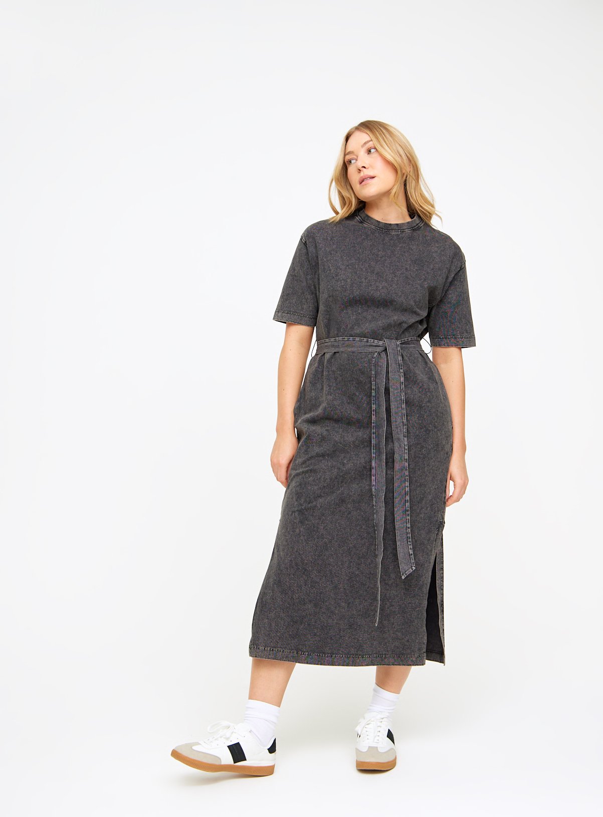 Washed Belted T-Shirt Dress 