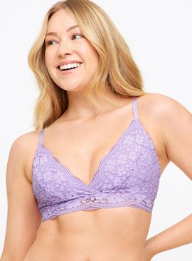 Lilac Floral Lace Padded Bralette  