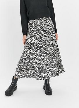Mono Animal Print Pleated Midaxi Skirt 