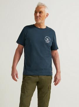 UNION WORKS Navy Japanese Back Print T-Shirt  