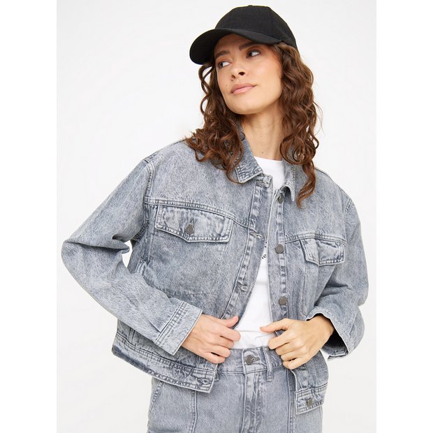 Grey denim jacket store womens