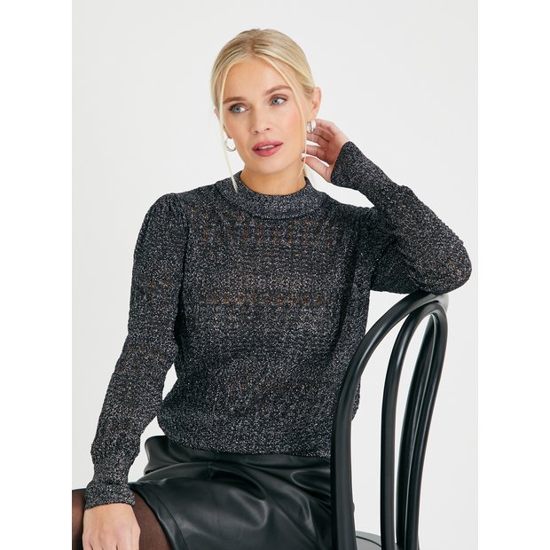 Buy Black Sparkle Pointelle Jumper 24 Jumpers Tu
