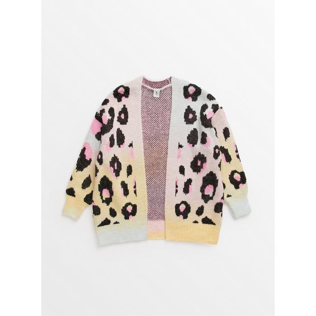 Pink animal 2024 print cardigan