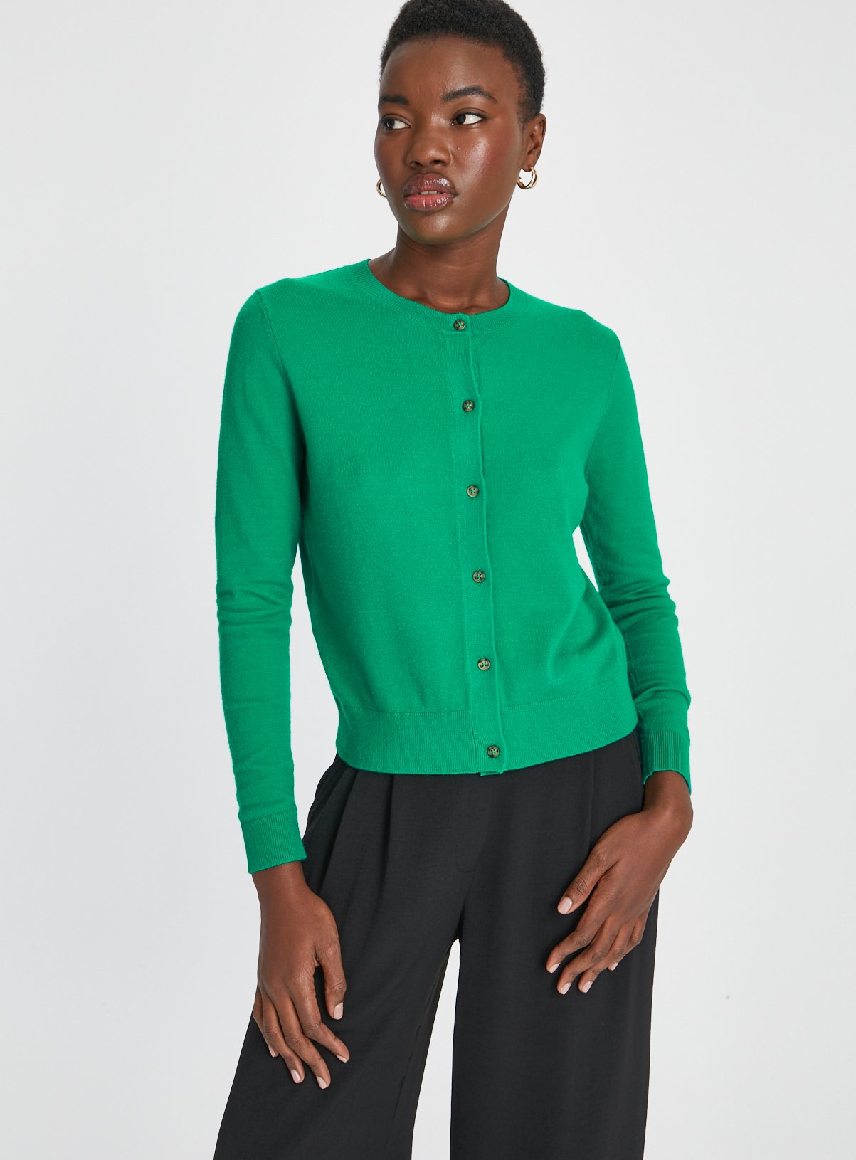 Green Soft Touch Crew Neck Cardigan 20
