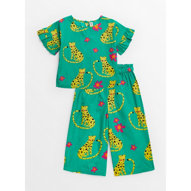 Buy Bright Green Animal Print Top Culottes Set 3 4 years Tops
