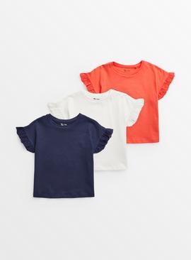 Broderie Frill Sleeve T-Shirts 3 Pack 